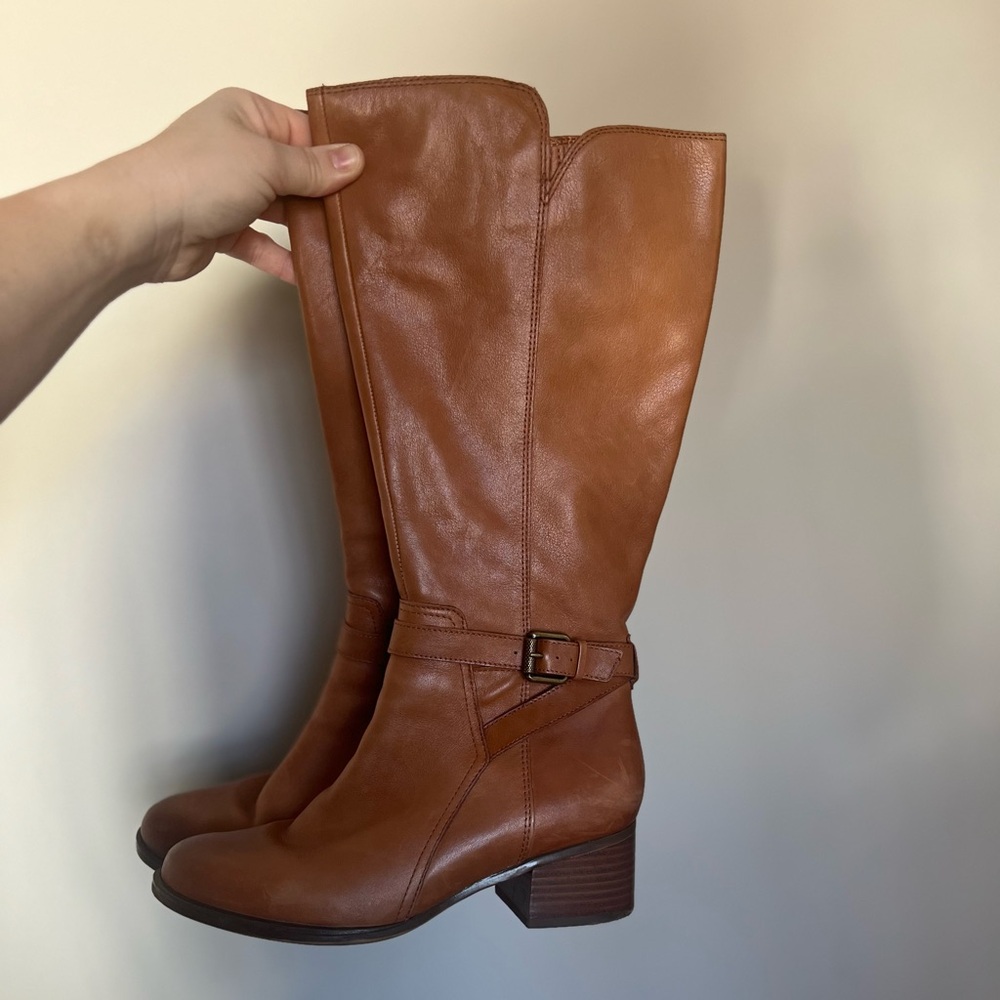 Tall chestnut leather boots